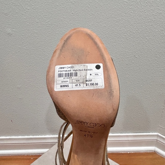 Jimmy Choo Sparkling Gold Heels Size 10.5 - Picture 5 of 7
